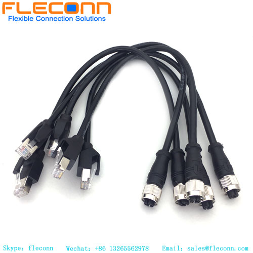 Cable Ethernet hembra con codificación X M12 de 8 posiciones a RJ45