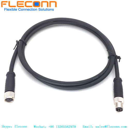 Cable macho a hembra de 4 pines M8, cable conector de clasificación impermeable IP67