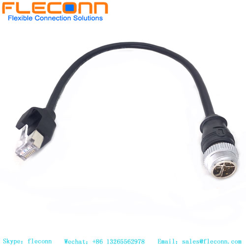 Cable M12 X-code de 8 pines macho a RJ45