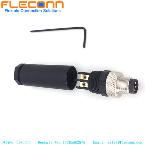 Conector ensamblado macho M8 de 3 pines