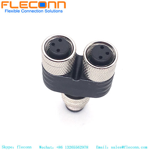 Conector M8 Y tipo 3 pines macho a divisor hembra doble