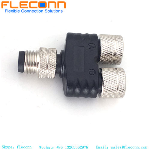 Conector M8 Y tipo 3 pines macho a divisor hembra doble