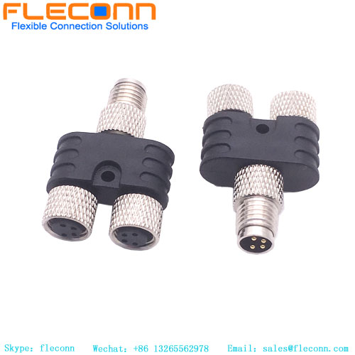 Conector macho recto de 3 pines, con codificación M8 B, conectable en campo