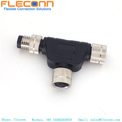 Conector macho recto de 3 pines, con codificación M8 B, conectable en campo