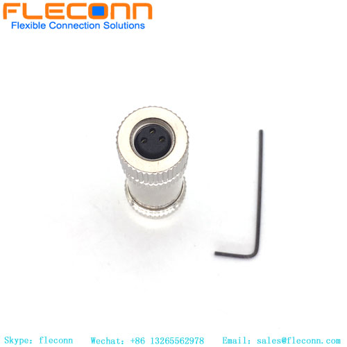 Conector macho recto de 3 pines, con codificación M8 B, conectable en campo
