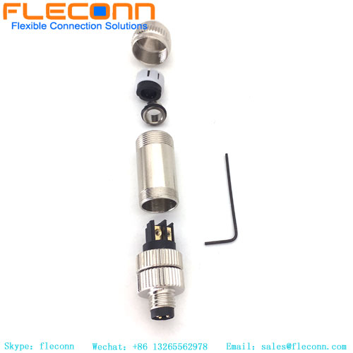 Conector cableado de campo blindado M8 de 3 pines