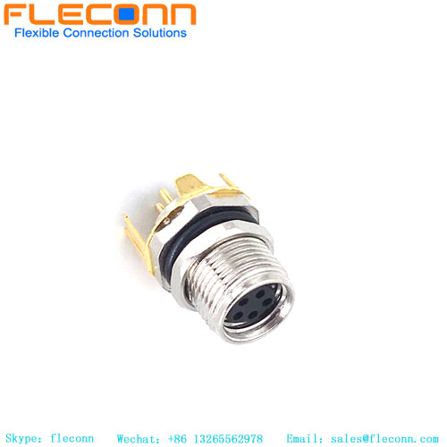 Conector de montaje en PCB M8 de 5 pines con soporte de protección