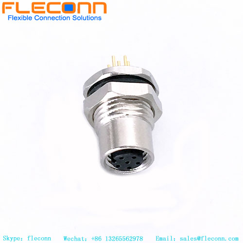 Conector PCB de montaje en panel frontal M8 de 6 pines