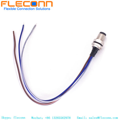 Cable conector macho de montaje en panel M8 de 4 pines, cable de enchufe recto impermeable IP67