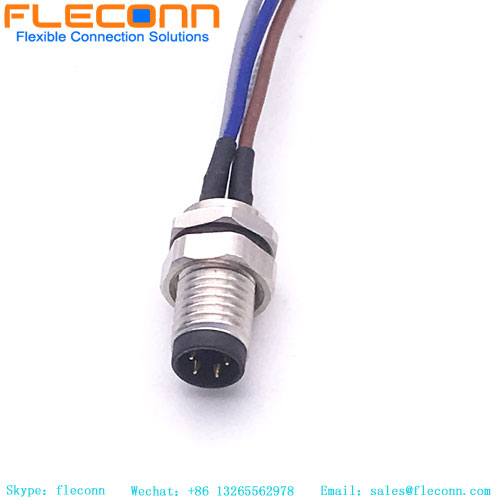 Cable conector macho de montaje en panel M8 de 4 pines, cable de enchufe recto impermeable IP67