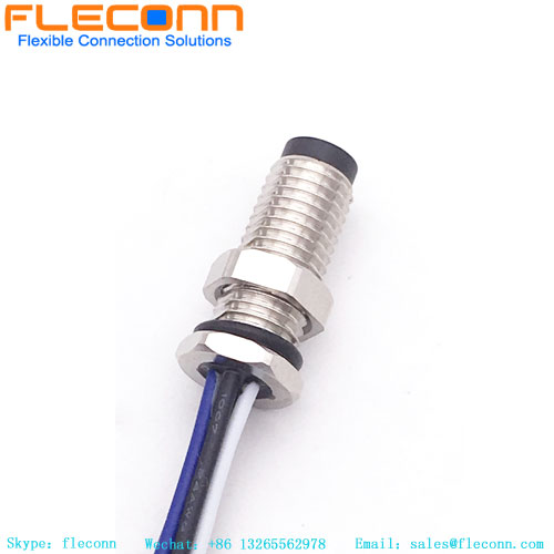 Conector de montaje en panel macho M8 personalizado de 5 pines con cables conductores