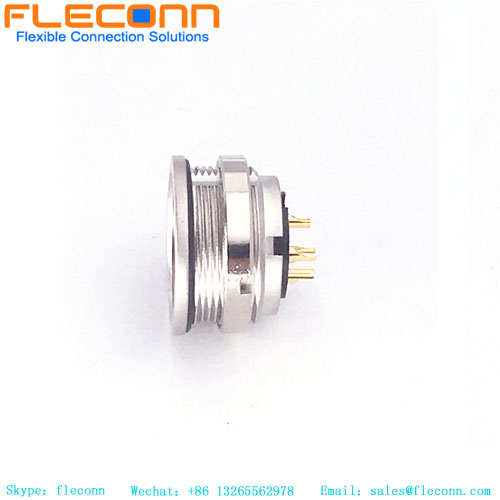 Conector de montaje en panel hembra con codificación M16 A con 4 contactos, montaje trasero