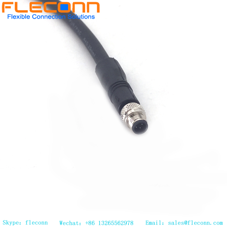 Cable macho M5 de 3 polos, conector de cable recto moldeado