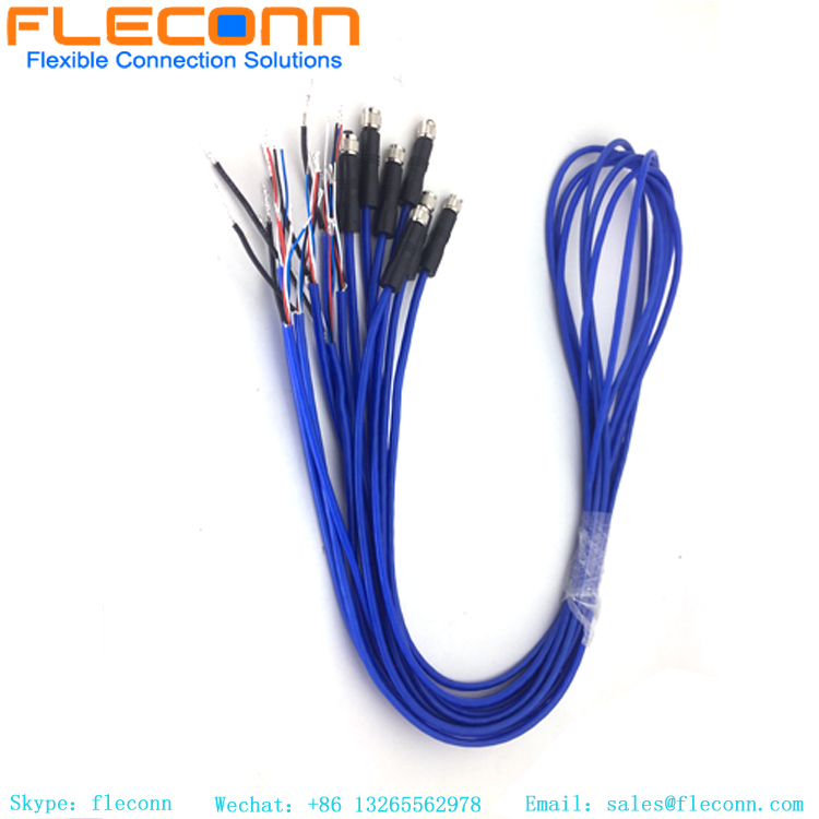 Juego de cables de cable de un solo extremo M5 de 4 polos con conector flexible pelado y estañado