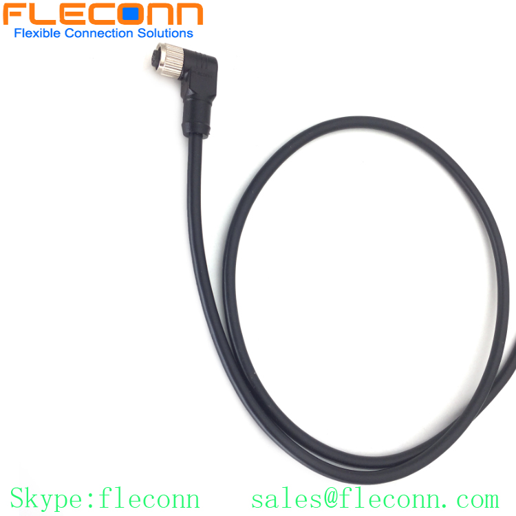 Cable hembra M8 de 5 polos, de ángulo recto, codificación B, cable conector moldeado de TPU