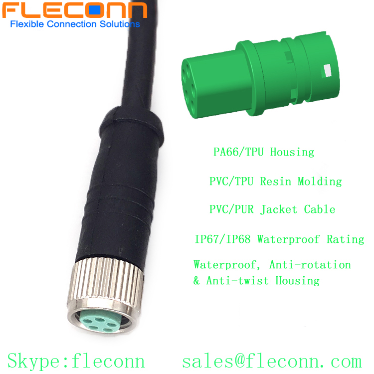 Cable conector hembra M8 de 5 pines