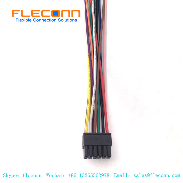 Arnés de cables femenino del cable de la echada micro del ajuste 3,0 Molex 43025 12Pin 3,0