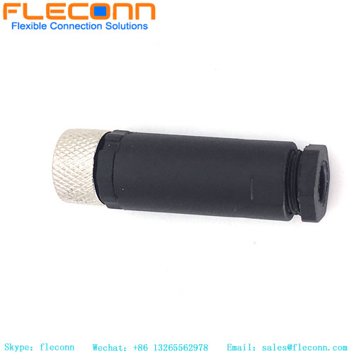 Conector M8 de 3 pines, hembra, recto, cableable en campo