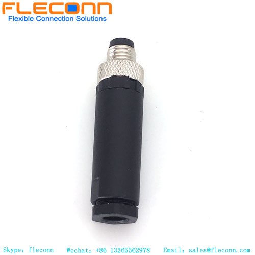 Conector M8 de 3 pines, macho, cableado en campo