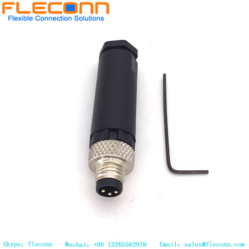 Conector macho M8 de 3 pines
