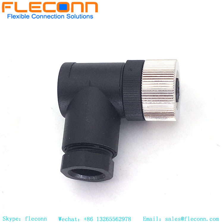 Conector M12 de 5 pines, carcasa de plástico, ángulo recto