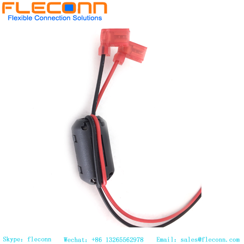 Arnés de terminal rojo y negro personalizado KK396 2p con anillo magnético