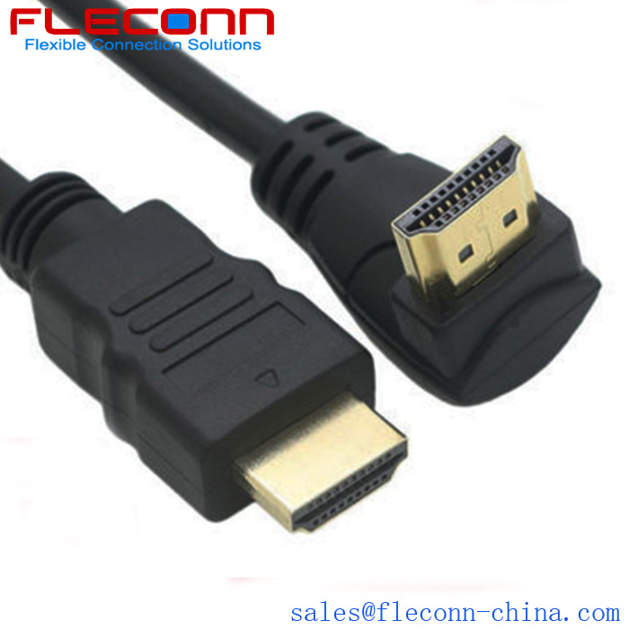 Cable HDMI macho con ángulo hacia abajo sobreoldado