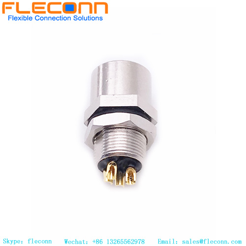 Conector M8 de 4 pines con fijación frontal con codificación A
