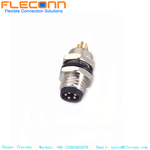 Conector de montaje en panel macho M8 de 5 pines