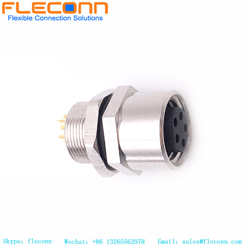 Conector de montaje en panel hembra M8 de 5 pines
