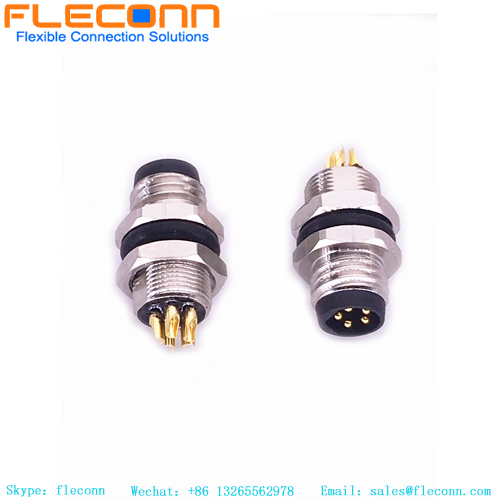 Conector de montaje en panel macho M8 de 5 pines