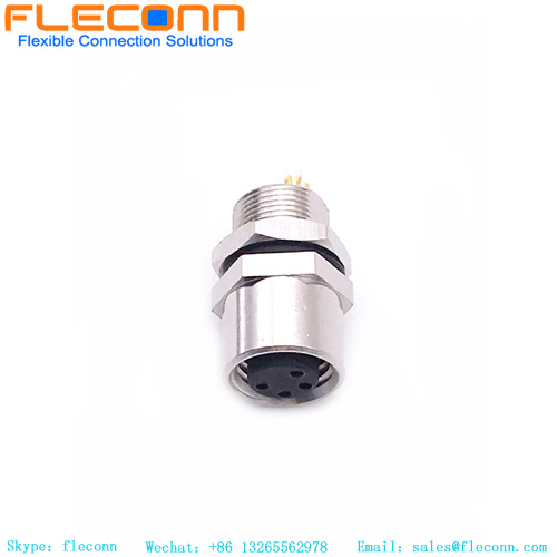 Conector M8 de 4 pines con fijación frontal con codificación A