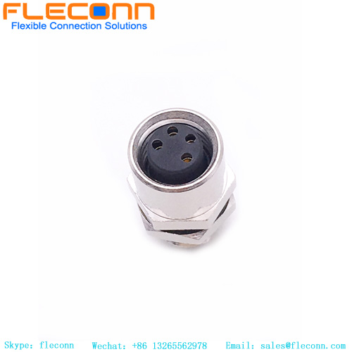 Conector M8 de 4 pines con fijación frontal con codificación A