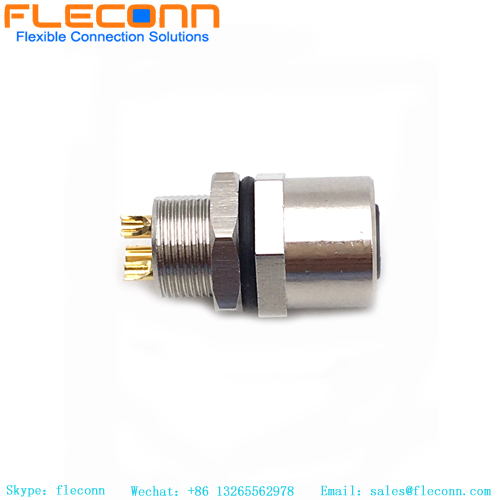 Conector M8 de 4 pines con fijación frontal con codificación A