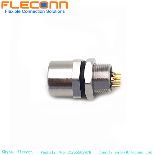 Conector M8 de 4 pines con fijación frontal con codificación A