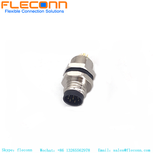 Conector de montaje en panel macho M8 de 8 pines