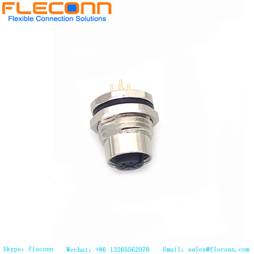 Conector M12 de 5 pines con fijación frontal y contactos