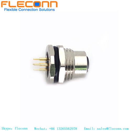 Conector M12 de 3 polos con fijación frontal