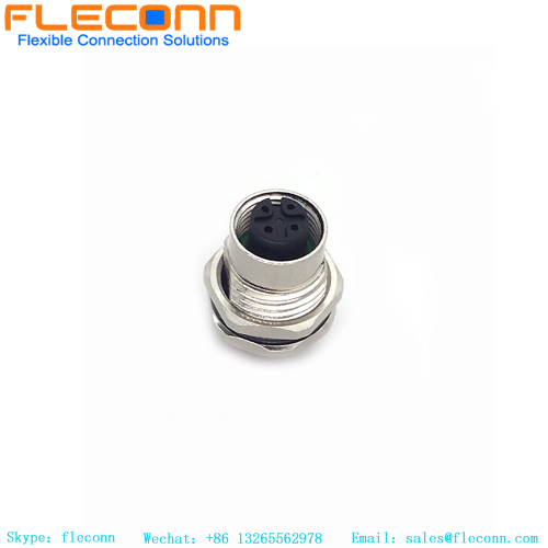 Conector M12 de 3 polos con fijación frontal