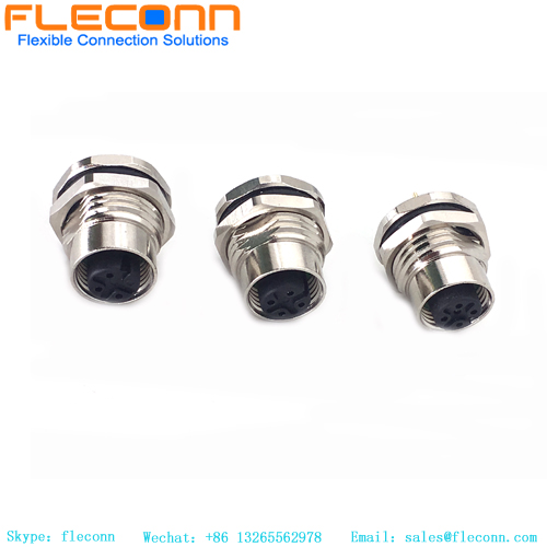 Conector M12 de 3 polos con fijación frontal