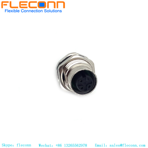 Conector M12 de 3 polos con fijación frontal