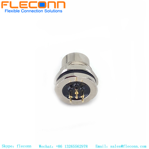Conector M12 de 3 polos con fijación frontal