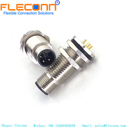 Conector de alimentación M12, codificación L, enchufe macho de montaje en panel de 5 pines