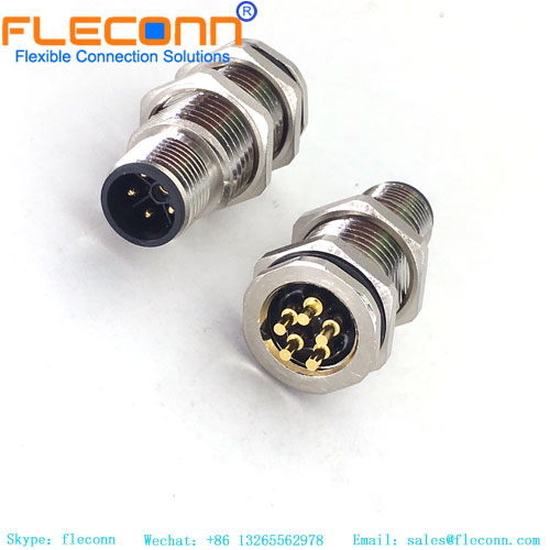 Conector de alimentación M12, codificación L, enchufe macho de montaje en panel de 5 pines