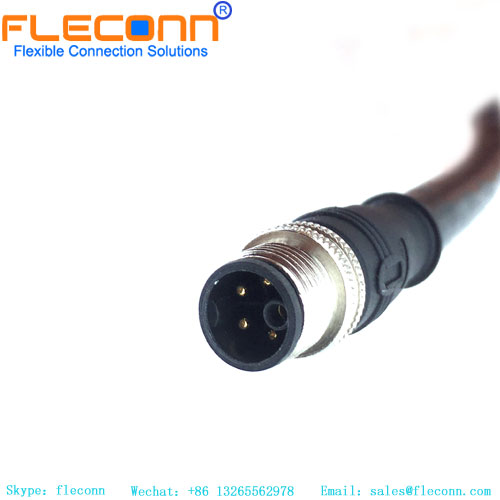 Conector M12 con codificación K 4+PE Cable de alimentación moldeado macho de 5 pines