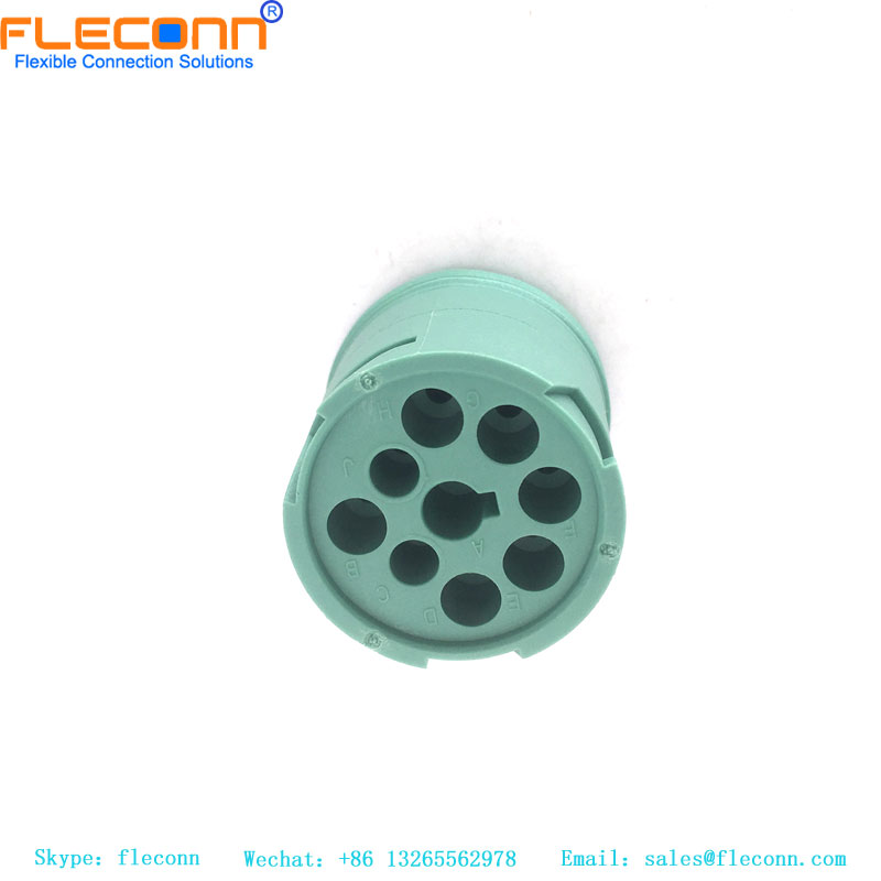 Deutsch HD14-9-1939P-P080 Receptáculo de 9 posiciones, macho, en línea, parte trasera roscada