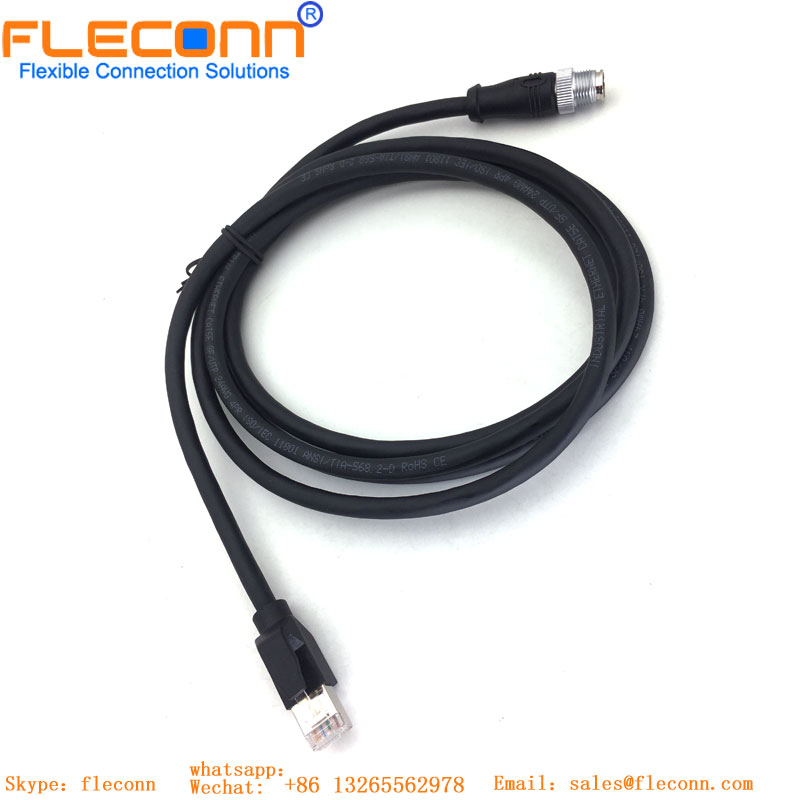 Cable impermeable codificado Industrial Ethernet X, conector hembra de 8 pines, M12