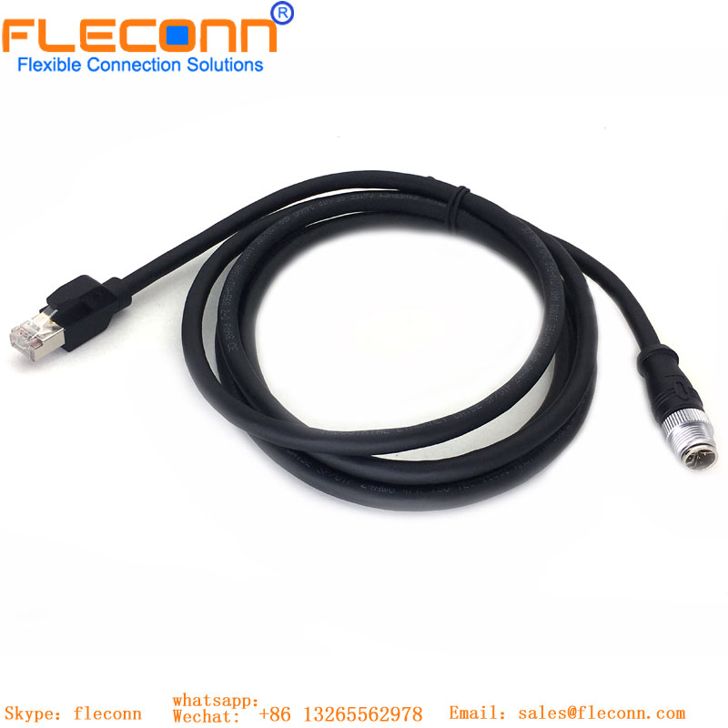 Cable impermeable codificado Industrial Ethernet X, conector hembra de 8 pines, M12