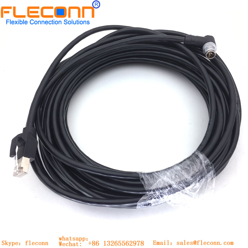 Cable impermeable codificado Industrial Ethernet X, conector hembra de 8 pines, M12