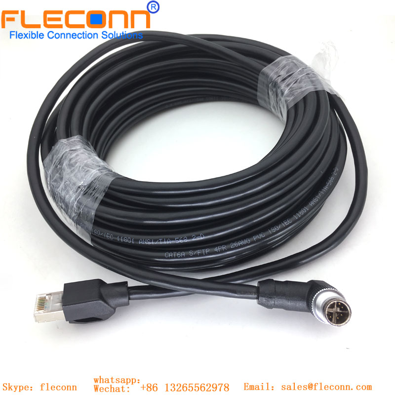 Cable impermeable codificado Industrial Ethernet X, conector hembra de 8 pines, M12